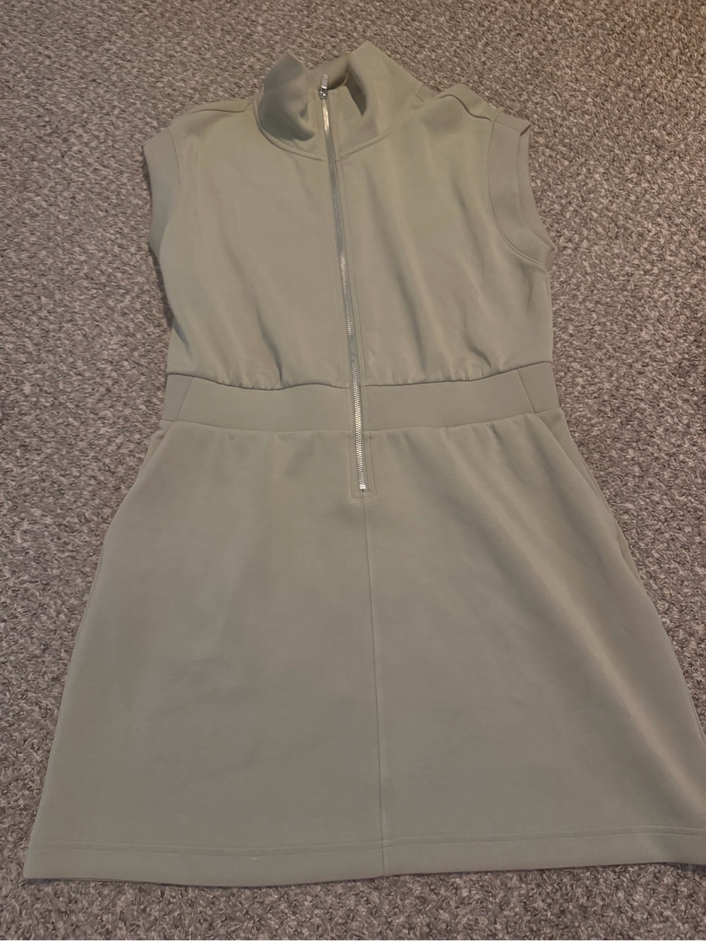 CALIA by Carrie Underwood Olive Sleeveless Zip-Front A-Line Dress
